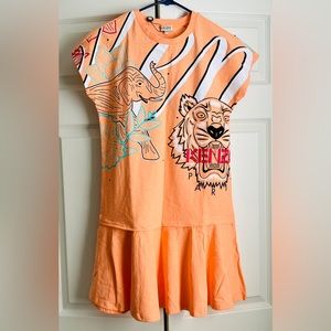KENZO Kids Girl’s NWT Dress Peach Disco Jungle Safari Tiger